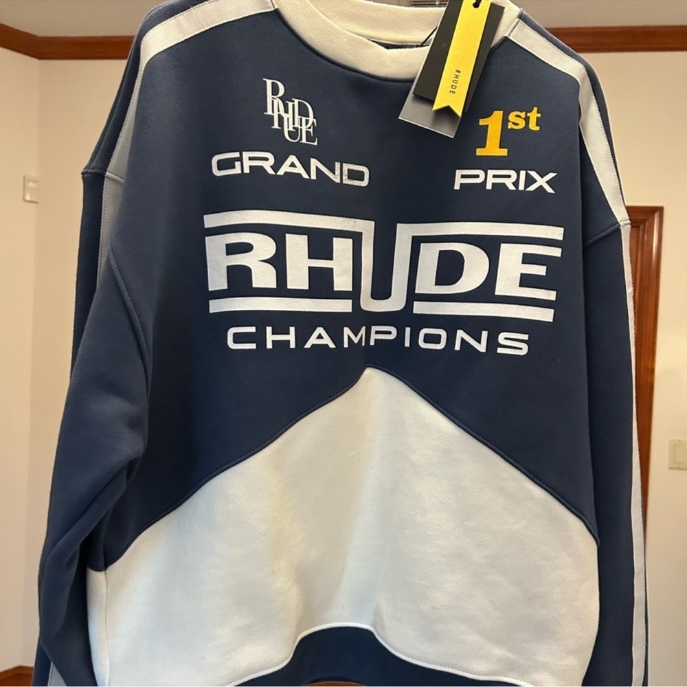 Men’s RHUDE champion crewneck sweatshirt size small fits medium. NWT.